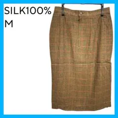 タイトスカート シルク 絹 Mサイズ SILK チェックjasmi ジャスミ