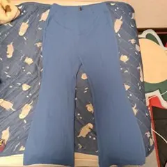 青 フレアパンツ レディース スラックスLサイズ
