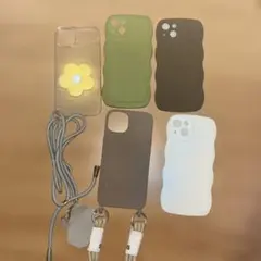 iPhone13 ケースセット フラワー 波形デザイン