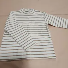 ユニクロ　極暖　 長袖カットソー 110 ホワイト/ベージュストライプ
