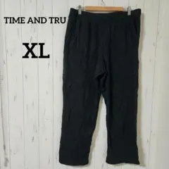 TIME AND TRU【XL】ブラック ワイドパンツ ポケット付き 柔らか