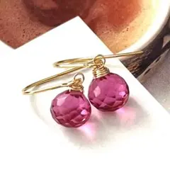 1点作品☆ 枠レッドパープルジェイドピアス イヤリングに変更可能