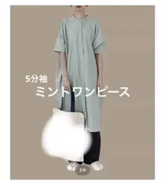 【新品・未使用】5分袖ワンピース　フリーサイズのサムネイル