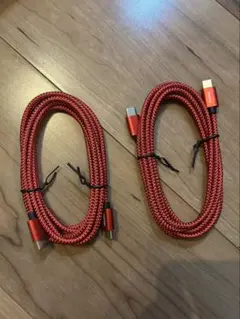 レッド USB Type C to C ケーブル 1.8m 2本 急速充電