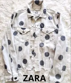 ZARA trf ドット柄デニムジャケット ユーズド加工　Gジャン　S