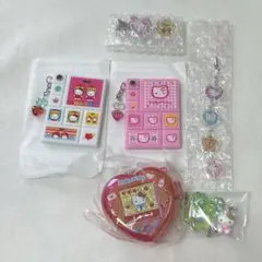 キティ　ゲーム機風チャーム　タイルシール風ミラー　おはじきシール風アクセサリー