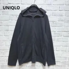 【UNIQLO】ユニクロ ジップパーカー ブラック　フルジップ　M ワッフル