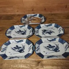 陶磁器 食器セット 5枚+フォーク5本