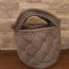 グレー のアフガン編みトートバッグ（小さめ）