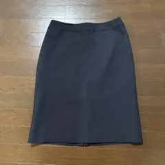 【美品】レディース　ひざ丈タイトスカート フォーマル オフィス　ネイビー　L