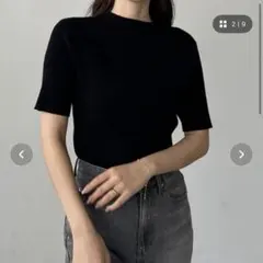 louere 半袖ニット　ブラック Mのサムネイル