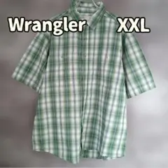 ラングラー チェックシャツ 半袖 緑 XXL 34 ゆったり【オ113】のサムネイル