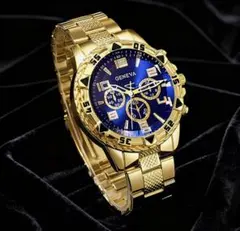 【新品】GENEVA 腕時計 ゴールド ブルー クォーツ【稼動品】