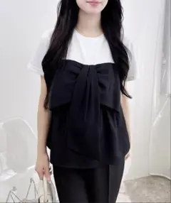 【値下げ可能】リボンドッキングトップス INGNI