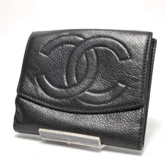 832 CHANEL デカココ ココマーク Wホック キャビアスキン 折り財布 832 CHANEL デカココ ココマーク Wホック キャビアスキン 折り財布
