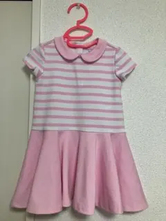 【ラルフローレン】ピンクボーダーワンピース（18M）