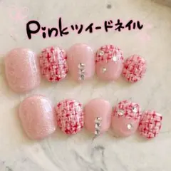 ピンクツイードネイル