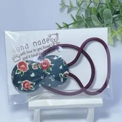 【送料無料】　バラ柄クルミボタンヘアゴム　2個セット商品番号92