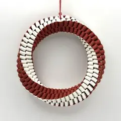 【管理番号43】クラフトバンド ミニリース12cm 土台 赤x白 B