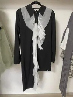 NANA フリル付きブラックロングシャツ ワンピース