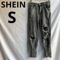 シーイン デニムパンツ ダメージ加工 ストレート 【S】グレー 36 ジーパン