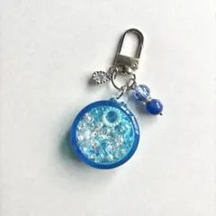 【kc.028】レジン　シャカシャカキーホルダー　青