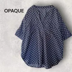 オペーク　幾何学模様 スキッパーブラウス 38/M 落ち感素材