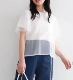新品　SUGAR SPOON チュールTシャツ 半袖　二点セット　オフホワイトのサムネイル