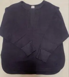 【値下げ】グリーンレーベルリラクシング リブ編みスリットネック黒　長袖トップス