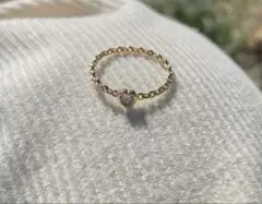 アリソンブラウン1回着用TINY HEART CHAIN RING GOLD