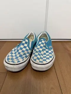 Vans 青と白のチェッカーパターン スリッポン子供19㎝靴