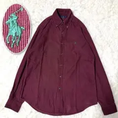 現行QR✨ラルフローレン コーデュロイシャツ メンズ Sサイズ ボルドー ポニー