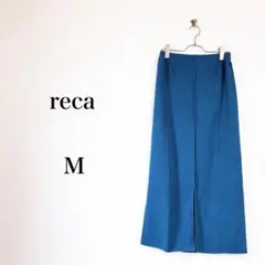 reca（M）ロングスカート　グリーン　Iライン　細見え　スリット　ウエストゴム