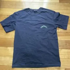ネイビー プリントロゴ Tシャツ L