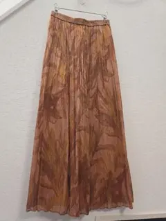 プリーツロングスカート ブラウン系