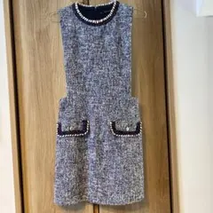 ZARA BASIC ノースリーブツイードワンピース S