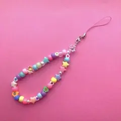 ハンドメイド ビーズ スマホストラップ キーホルダー
