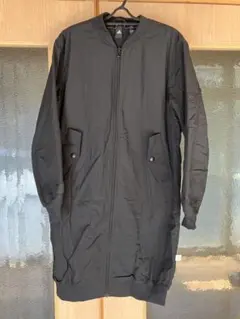 アディダス　adidas ナイロン裏起毛　ロングアウター　ブラック　S