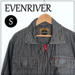 EVENRIVER デニム オーバーオール S つなぎ 作業服 ブラックのサムネイル