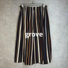 grove ガウチョパンツ ストライプ マルチカラー ネイビー 【Lサイズ】
