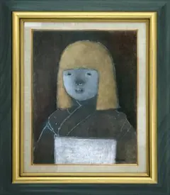 ❤️新作 油絵 市松人形 菅家令子 絵画インテリア 額(白) F6-010426
