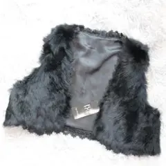 タグ付き✨ラビットファー✨クロップド　ジレ　ブラック　FURFUR