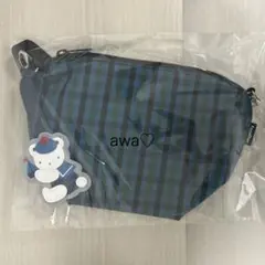 新品　未開封　ファミリア　舟形　ポシェット　チェック　バッグ　青