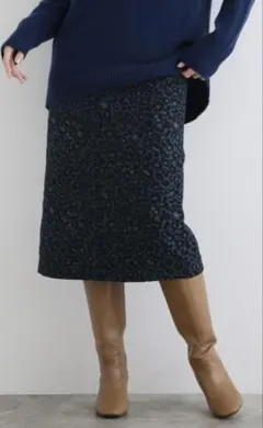 【新品タグ付き】INDIVI☆レオパード ジャカードストレートスカート