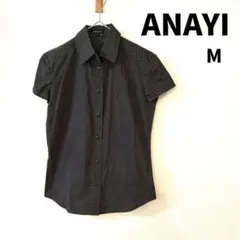ANAYI 半袖ドット柄シャツ M 日本製 黒 ブラック カジュアルのサムネイル