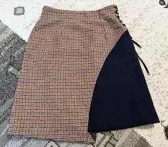 Lily Brown チェック柄タイトスカート ネイビー