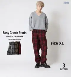 新品未使用 XL チェックパンツ タータンチェック イージーパンツ レッド