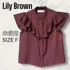 【未使用】 Lily Brown フリル サテン ブラウス ショート丈 半袖のサムネイル