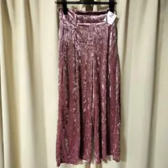 GU　クラッシュベロアワイドパンツ　ガウチョ　ピンク　221-296203　L