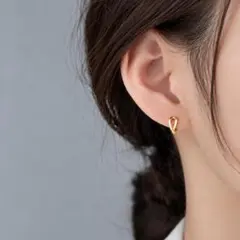 しずく ドロップ フープピアス ミニ ゴールド 小ぶり シンプル 上品 韓国風